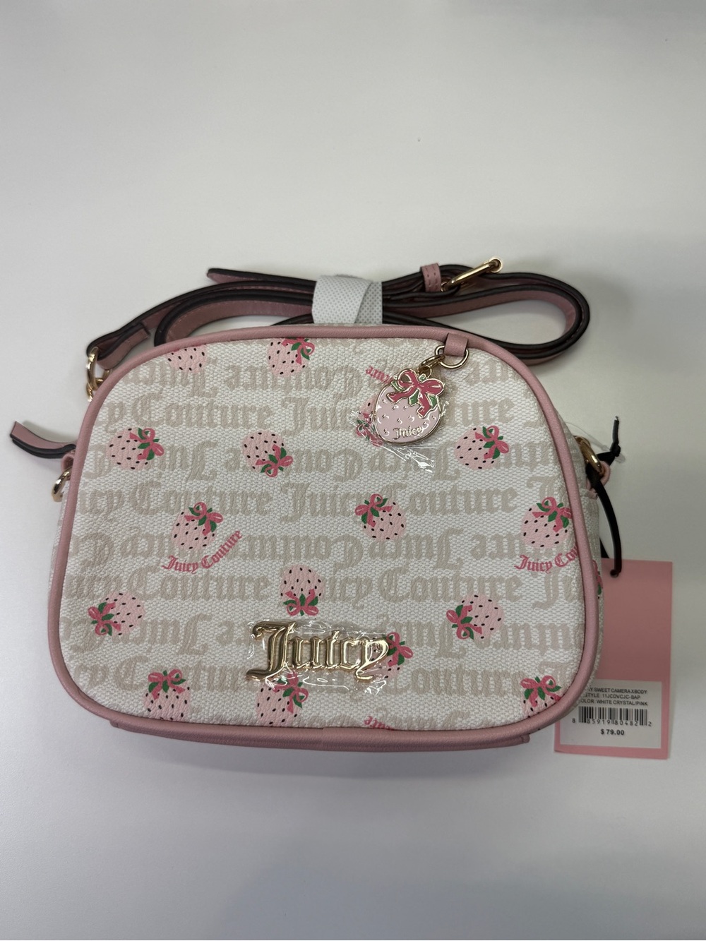 Juicy Couture Pink & White Strawberry Logo Crossbody Bag